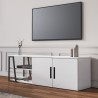 Modern glanzend wit TV-meubel 150 cm met 2 deuren en open vakken Hyeres Kortingen