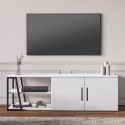 Modern glanzend wit TV-meubel 150 cm met 2 deuren en open vakken Hyeres Catalogus
