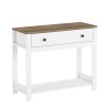 Klassieke zwarte of witte sidetable met houten blad en lade Corlay Kortingen