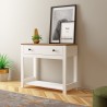 Klassieke zwarte of witte sidetable met houten blad en lade Corlay Aanbod