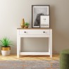 Klassieke zwarte of witte sidetable met houten blad en lade Corlay Voorraad