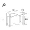 Klassieke zwarte of witte sidetable met houten blad en lade Corlay Afmetingen