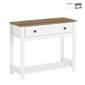 Klassieke zwarte of witte sidetable met houten blad en lade Corlay Aanbieding