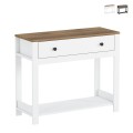 Klassieke zwarte of witte sidetable met houten blad en lade Corlay Aanbieding