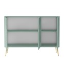 Groen dressoir met 3 deuren en gouden pootjes 120x38x88 cm Luke Korting