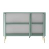 Groen dressoir met 3 deuren en gouden pootjes 120x38x88 cm Luke Korting