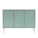 Groen dressoir met 3 deuren en gouden pootjes 120x38x88 cm Luke Aanbod