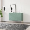 Groen dressoir met 3 deuren en gouden pootjes 120x38x88 cm Luke Kortingen