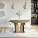 Uitschuifbare houten eettafel in zwart en eiken 120-160x80 cm Doha 2 Korting