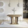 Uitschuifbare houten eettafel in zwart en eiken 120-160x80 cm Doha 2 Korting