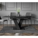 Moderne uitschuifbare eettafel 120-160x80 cm in zwart met marmereffect Masiv Royal Kortingen