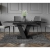 Moderne uitschuifbare eettafel 120-160x80 cm in zwart met marmereffect Masiv Royal Kortingen