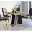 Moderne uitschuifbare eettafel 120-160x90 cm in zwart en eikenhout Mufo Voorraad