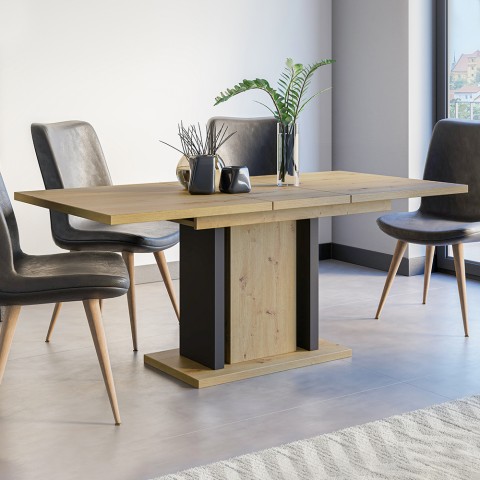 Uitschuifbare eikenhouten tafel met 8 zitplaatsen 140-180x90 cm Wood Aanbieding