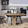 Ruimtebesparende uitschuifbare zwarte en eikenhouten eettafel 100-140x60 cm Wood Mini Aanbieding