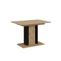 Ruimtebesparende uitschuifbare zwarte en eikenhouten eettafel 100-140x60 cm Wood Mini Verkoop