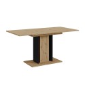 Ruimtebesparende uitschuifbare zwarte en eikenhouten eettafel 100-140x60 cm Wood Mini Aanbod
