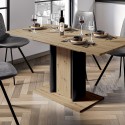 Ruimtebesparende uitschuifbare zwarte en eikenhouten eettafel 100-140x60 cm Wood Mini Catalogus