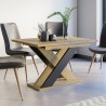 Moderne uitschuifbare eettafel 120-160x90 cm in zwart en eikenhout Xao Korting