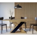 Moderne uitschuifbare eettafel 120-160x90 cm in zwart en eikenhout Xao Kortingen