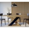 Moderne uitschuifbare eettafel 120-160x90 cm in zwart en eikenhout Xao Kortingen