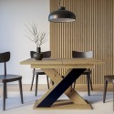 Moderne uitschuifbare eettafel 120-160x90 cm in zwart en eikenhout Xao Catalogus