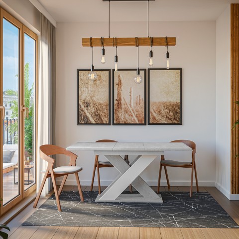 Witte modern design uitschuifbare tafel 120-160x90 cm Xao K350 Aanbieding