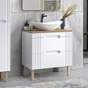 Wit en houten badkamermeubel met wastafel in marmereffect Fiji Aanbieding