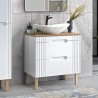 Wit en houten badkamermeubel met wastafel in marmereffect Fiji Aanbieding