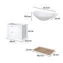 Wit en houten badkamermeubel met wastafel in marmereffect Fiji Model