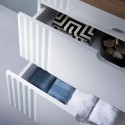 Wit en houten badkamermeubel met wastafel in marmereffect Fiji Keuze