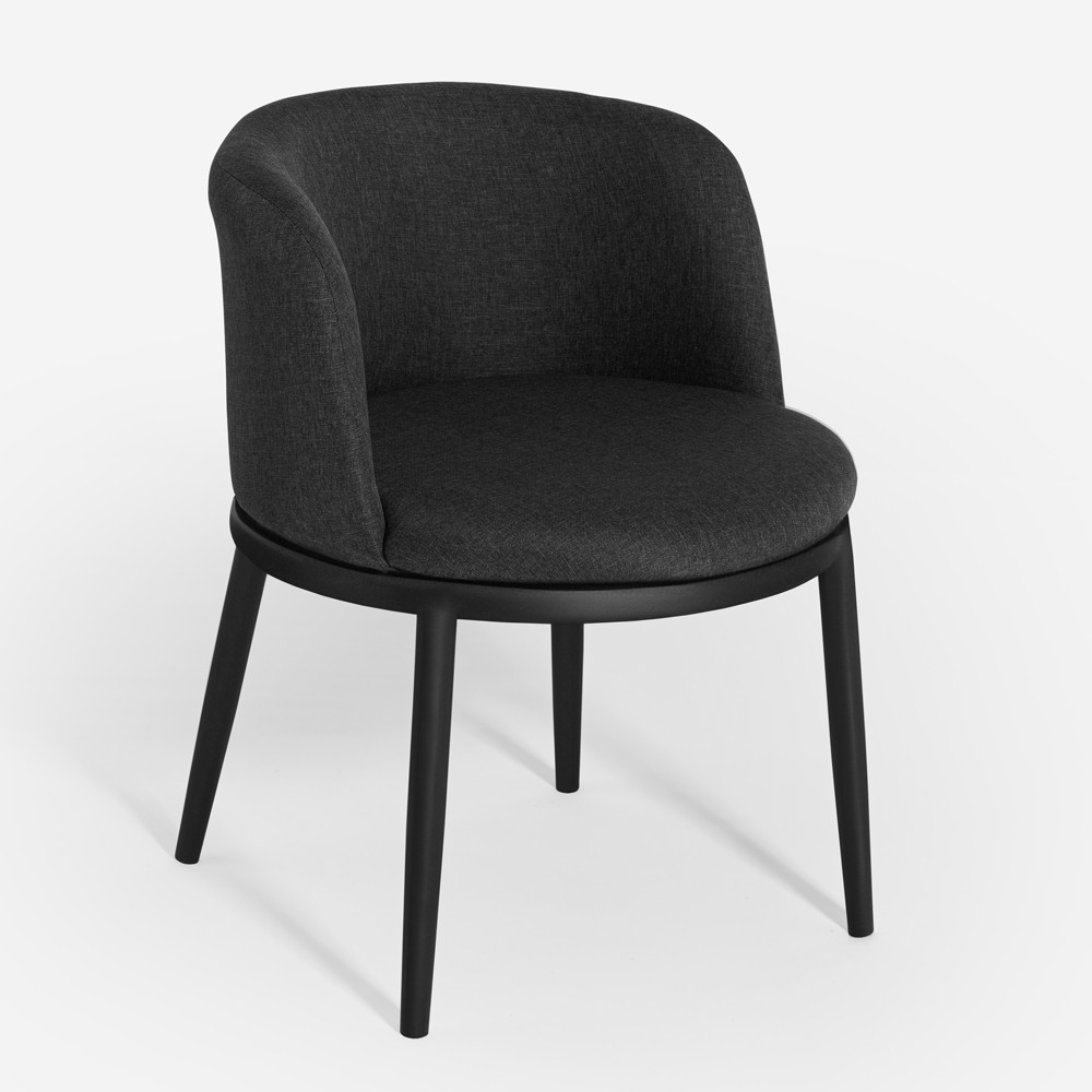 Stoel fauteuil in moderne zwarte stof Raund