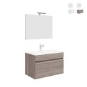 Hangend badkamermeubel 80 cm met wastafel, spiegel en LED-lamp Bogota 80 Aanbieding