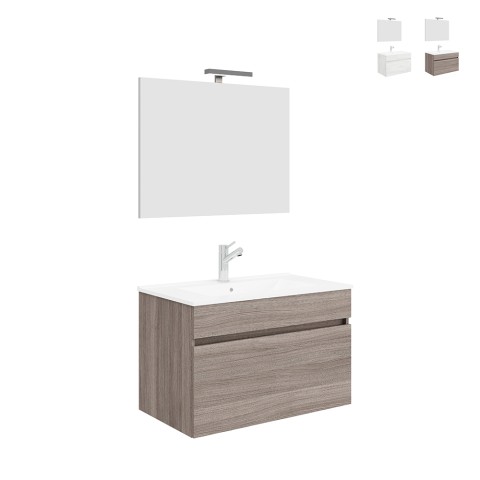 Badkamermeubel met hangend toilet 80cm met spiegel LED-lamp Bogota 80 Aanbieding