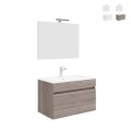 Hangend badkamermeubel 80 cm met wastafel, spiegel en LED-lamp Bogota 80 Aanbieding