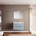 Hangende badkamerkast 80cm met lades, wastafel, spiegel en LED-licht Iris 80 Aanbod