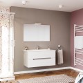 Hangend badkamermeubel 100 cm wit grijs met wastafel, spiegel en verlichting Iris 100 Aanbieding