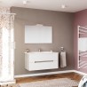 Hangend badkamermeubel 100 cm wit grijs met wastafel, spiegel en verlichting Iris 100 Aanbieding