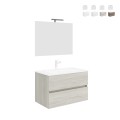 Moderne hangende badkamerkast 80 cm met wastafel en spiegel Easy 80 Aanbieding