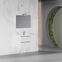 Wit hangend badkamermeubel 80 cm met wastafel en spiegel met LED-verlichting Oikos 80 Aanbieding