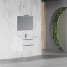 Wit hangend badkamermeubel 80 cm met wastafel en spiegel met LED-verlichting Oikos 80 Aanbieding