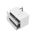 Wit hangend badkamermeubel 80 cm met wastafel en spiegel met LED-verlichting Oikos 80 Aanbod