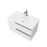 Wit hangend badkamermeubel 80 cm met wastafel en spiegel met LED-verlichting Oikos 80 Korting