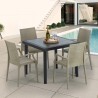 Vierkante zwarte salontafel 90x90 cm en 4 gekleurde stoelen Bistrot Arm Passion Kortingen
