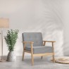 Scandinavische fauteuil vintage stijl in hout en stof met armleuningen Hage Keuze