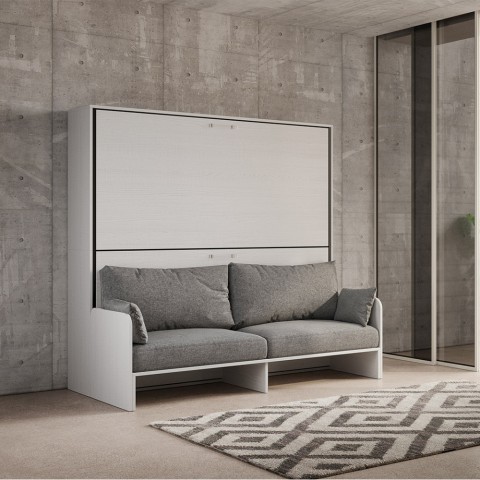 Opklapbaar stapelbed met witte bank en ruimtebesparend design Kando Sofà 2MBF Aanbieding