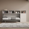 Inklapbaar bed met eenpersoonsmatras en witte kastplanken Kando A Korting