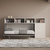 Inklapbaar bed met eenpersoonsmatras en witte kastplanken Kando A Korting