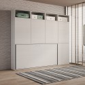 Horizontaal opklapbaar eenpersoonsbed met matras, kast en boekenkast Kando B Kortingen