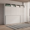 Horizontaal opklapbaar eenpersoonsbed met matras, kast en boekenkast Kando B Kortingen